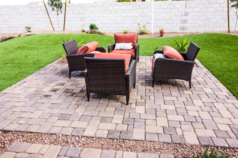 Outdoor dining area with pavers